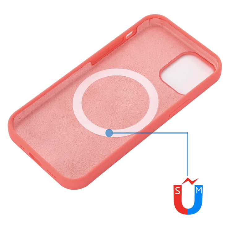 For iPhone 15 Pro Max Shockproof Silicone Magsafe Phone Case(Pink Orange)