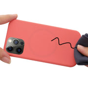For iPhone 15 Pro Max Shockproof Silicone Magsafe Phone Case(Pink Orange)