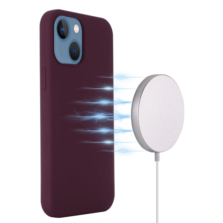 For iPhone 15 Shockproof Silicone Magsafe Phone Case(Plum Color)