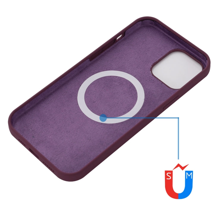 For iPhone 15 Shockproof Silicone Magsafe Phone Case(Plum Color)