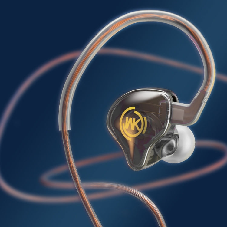 WK YC08 8 Pin Transparent Music Call Wired Earphone, Length: 1.2m(Black)
