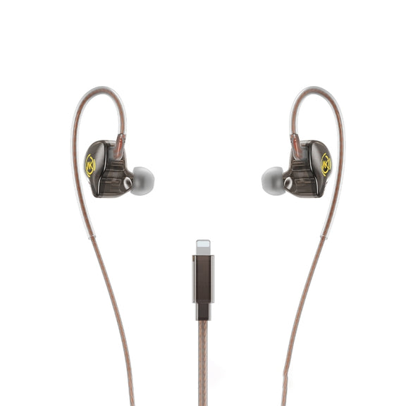 WK YC08 8 Pin Transparent Music Call Wired Earphone, Length: 1.2m(Black)