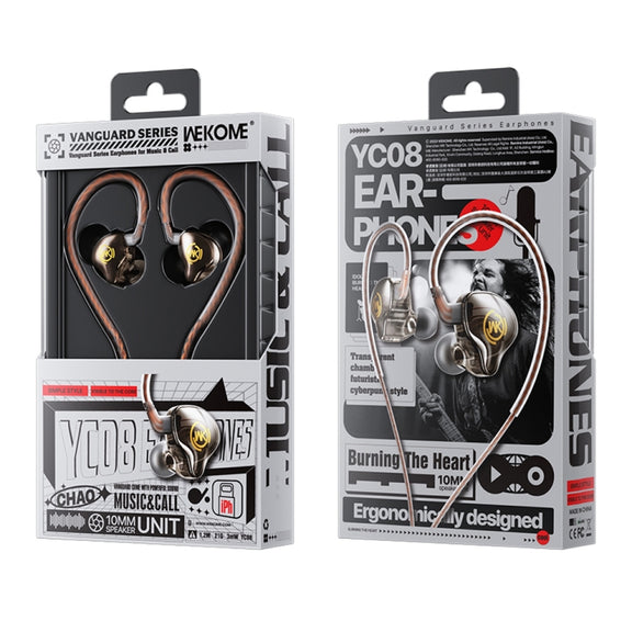 WK YC08 8 Pin Transparent Music Call Wired Earphone, Length: 1.2m(Black)