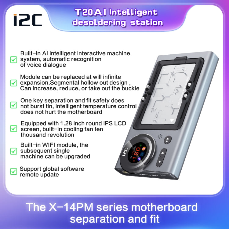 i2C T20 Intelligent Motherboard Middle Layered Heating Platform For iPhone X-13 Series, Plug:US