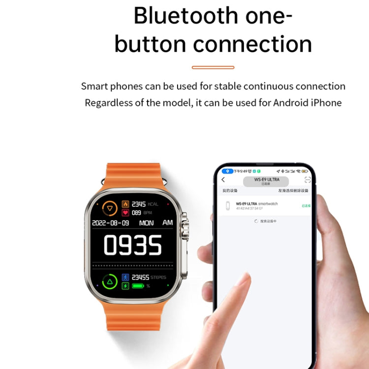 WS-E9 Ultra 2.2 inch IP67 Water-resistant Silicone Band Smart Watch, Support Heart Rate / NFC(Black)