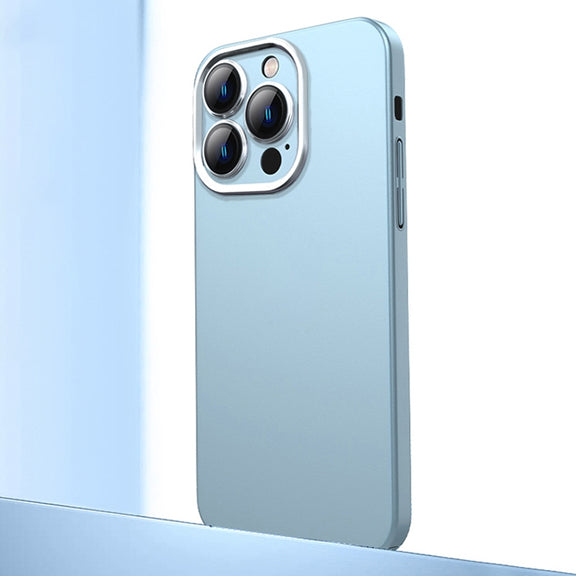 For iPhone 13 Pro Max Frosted Metal Material Phone Case with Lens Protection(Light Blue)