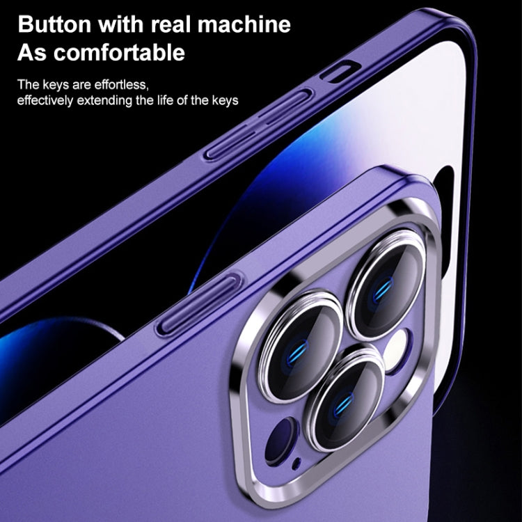 For iPhone 13 Pro Max Frosted Metal Material Phone Case with Lens Protection(Light Blue)