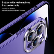 For iPhone 13 Pro Max Frosted Metal Material Phone Case with Lens Protection(Light Blue)