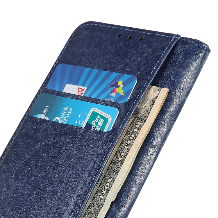 For iPhone 15 Pro Magnetic Crazy Horse Texture Horizontal Flip Leather Phone Case(Blue)