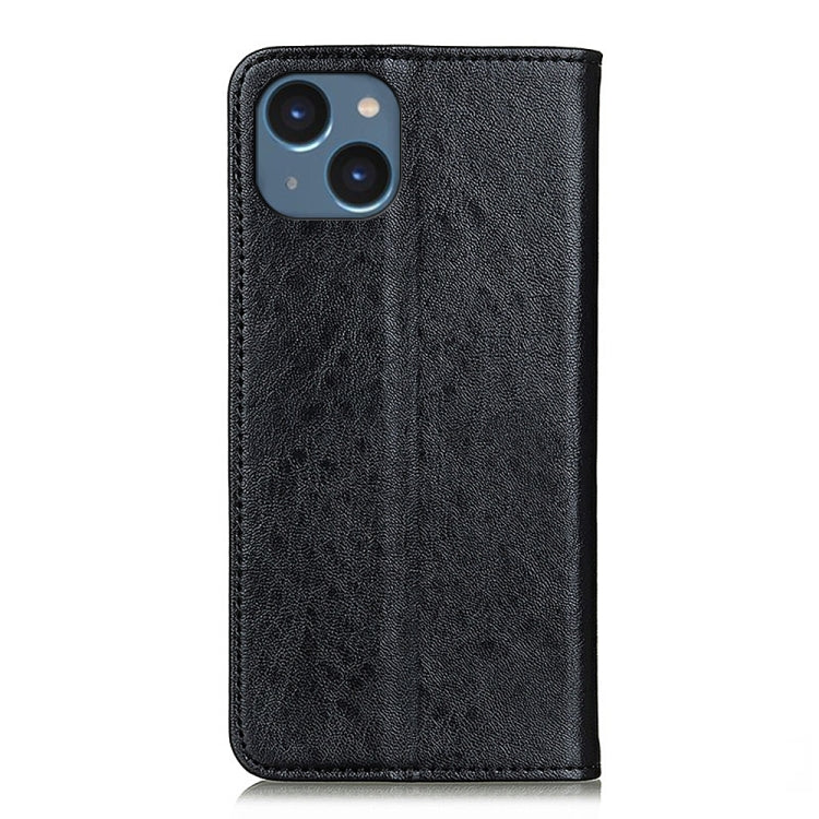 For iPhone 15 Plus Magnetic Crazy Horse Texture Horizontal Flip Leather Phone Case(Black)