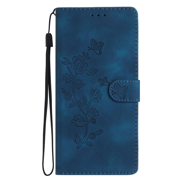 For TCL 405 / 406 / 408 Flower Butterfly Embossing Pattern Leather Phone Case(Blue)