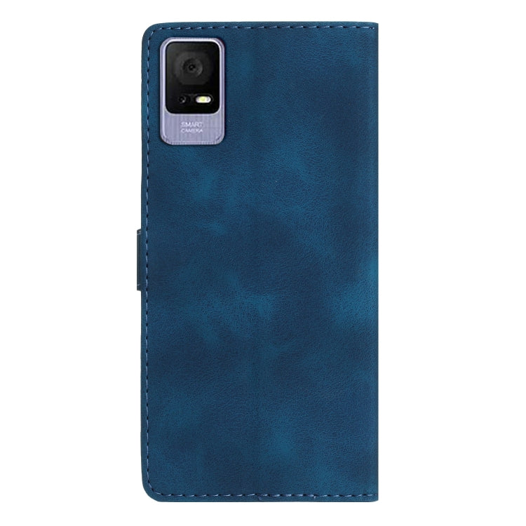 For TCL 405 / 406 / 408 Flower Butterfly Embossing Pattern Leather Phone Case(Blue)