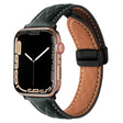For Apple Watch 8 41mm Folding Buckle Rhombus Leather Watch Band(Green) - Watch Bands by PMC TechLife | Online Shopping South Africa | PMC TechLife