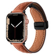 For Apple Watch 4 44mm Folding Buckle Rhombus Leather Watch Band(Brown) - Watch Bands by PMC TechLife | Online Shopping South Africa | PMC TechLife