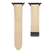 For Apple Watch 2 42mm Folding Buckle Rhombus Leather Watch Band(Starlight)