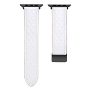 For Apple Watch 2 38mm Folding Buckle Rhombus Leather Watch Band(White)
