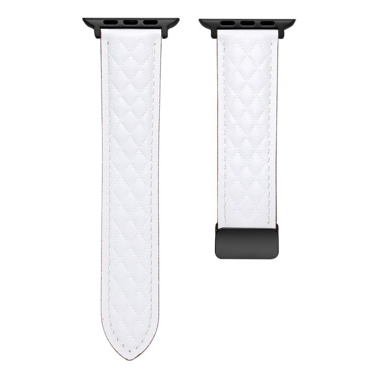 For Apple Watch 2 38mm Folding Buckle Rhombus Leather Watch Band(White)