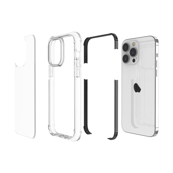 For iPhone 15 Pro Four-corner Shockproof TPU + Acrylic Phone Case(Black + Transparent)