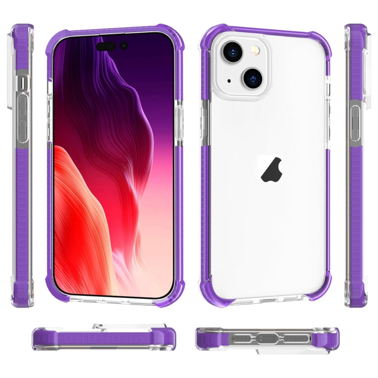 For iPhone 15 Four-corner Shockproof TPU + Acrylic Phone Case(Purple)