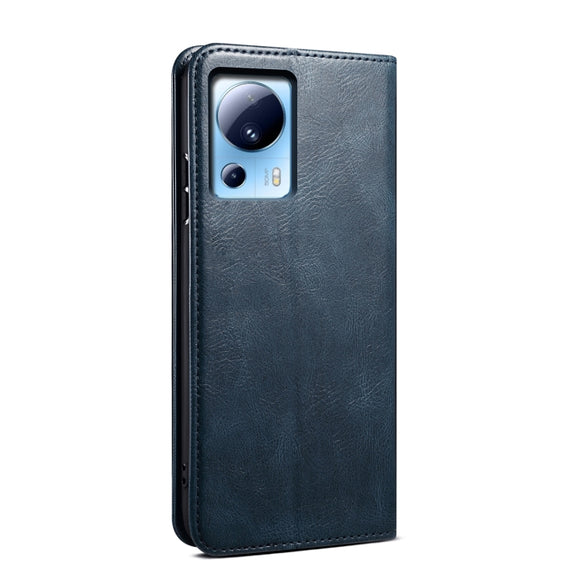 For Xiaomi 13 Lite / Civi 2 Oil Wax Crazy Horse Texture Leather Phone Case(Blue)