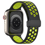 For Apple Watch 3 38mm Magnetic Buckle Silicone Watch Band(Black Limes)