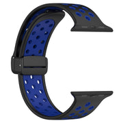 For Apple Watch 3 42mm Magnetic Buckle Silicone Watch Band(Black Blue)