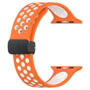 For Apple Watch 2 42mm Magnetic Buckle Silicone Watch Band(Orange White)