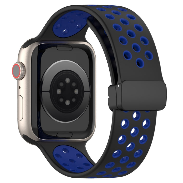 For Apple Watch 2 42mm Magnetic Buckle Silicone Watch Band(Black Blue)