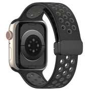 For Apple Watch 2 38mm Magnetic Buckle Silicone Watch Band(Black Grey)