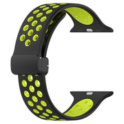 For Apple Watch 2 38mm Magnetic Buckle Silicone Watch Band(Black Limes)