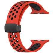 For Apple Watch 2 38mm Magnetic Buckle Silicone Watch Band(Red Black)