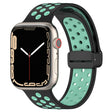 For Apple Watch 42mm Magnetic Buckle Silicone Watch Band(Black Cyan) - Watch Bands by PMC TechLife | Online Shopping South Africa | PMC TechLife