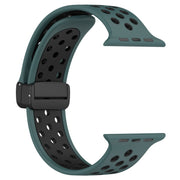 For Apple Watch 38mm Magnetic Buckle Silicone Watch Band(Olive Black)