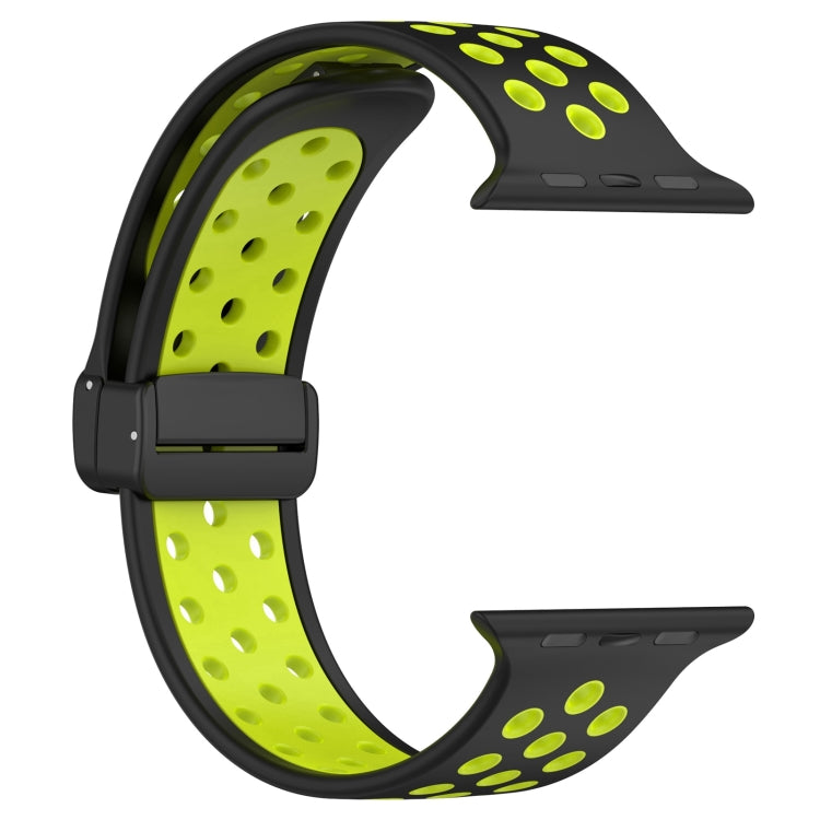 For Apple Watch 38mm Magnetic Buckle Silicone Watch Band(Black Limes)