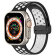 For Apple Watch Series 9 45mm Magnetic Buckle Silicone Watch Band(Black White) - Watch Bands by PMC TechLife | Online Shopping South Africa | PMC TechLife