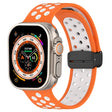 For Apple Watch Series 9 41mm Magnetic Buckle Silicone Watch Band(Orange White) - Watch Bands by PMC TechLife | Online Shopping South Africa | PMC TechLife
