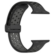 For Apple Watch Series 9 41mm Magnetic Buckle Silicone Watch Band(Black Grey)
