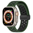 For Apple Watch Series 9 41mm Magnetic Buckle Silicone Watch Band(Army Green Black) - Watch Bands by PMC TechLife | Online Shopping South Africa | PMC TechLife