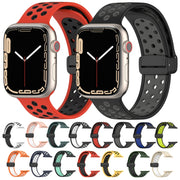 For Apple Watch 2 42mm Magnetic Buckle Silicone Watch Band(Navy White)