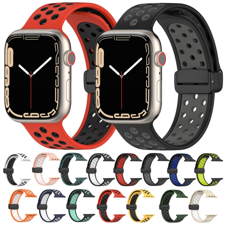 For Apple Watch 38mm Magnetic Buckle Silicone Watch Band(Olive Black)