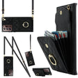 For Samsung Galaxy Note20 Ultra Rhombic Texture Card Bag Phone Case with Long Lanyard(Black) - free shipping - PMC TechLife - Order now!