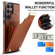 For Samsung Galaxy S22 Ultra 5G Metal Buckle Card Slots Phone Case(Brown)