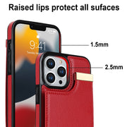 For iPhone 14 Pro Max Metal Buckle Card Slots Phone Case(Red)