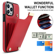 For iPhone 14 Pro Max Metal Buckle Card Slots Phone Case(Red)