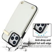 For iPhone 13 Pro Metal Buckle Card Slots Phone Case(White)