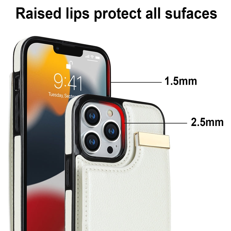 For iPhone 12 Pro Max Metal Buckle Card Slots Phone Case(White)