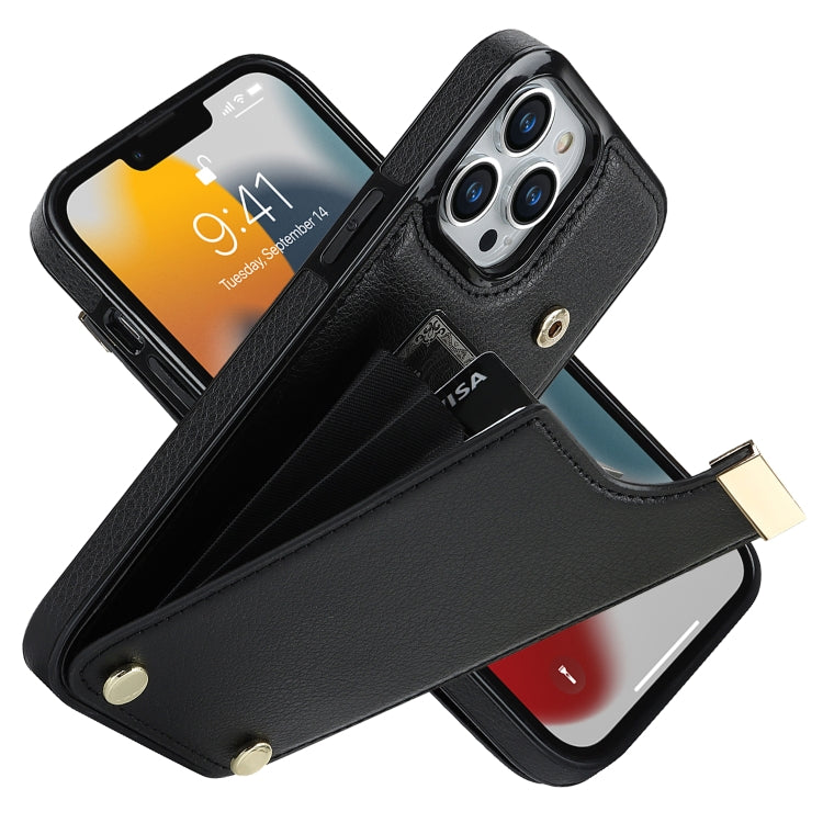For iPhone 12 / 12 Pro Metal Buckle Card Slots Phone Case(Black)