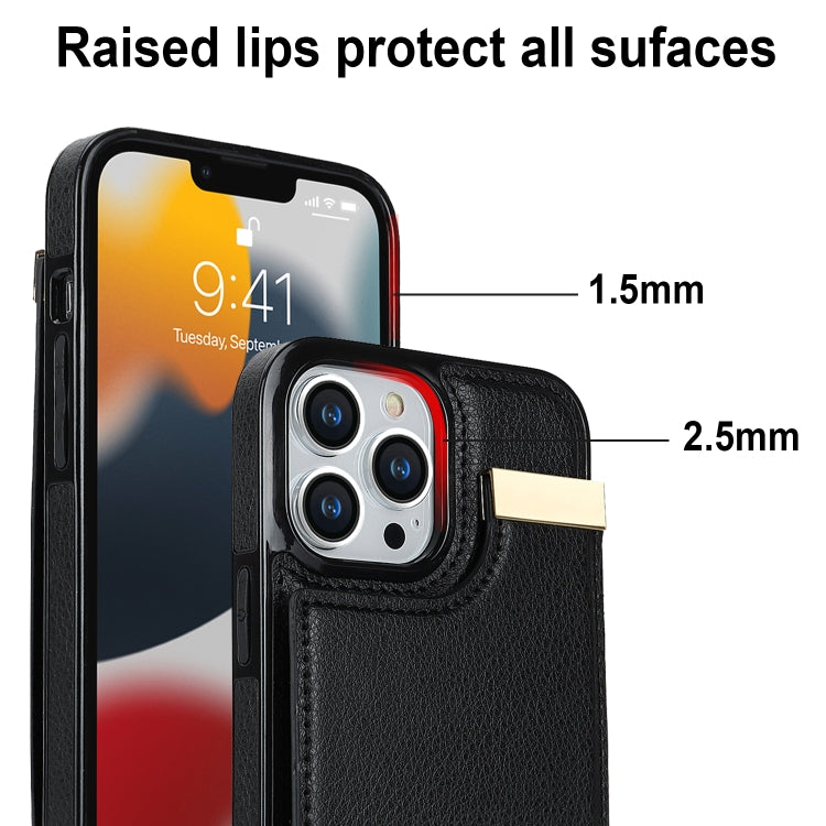 For iPhone 12 / 12 Pro Metal Buckle Card Slots Phone Case(Black)