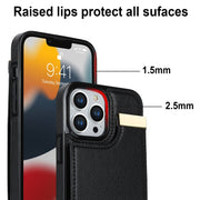 For iPhone 12 / 12 Pro Metal Buckle Card Slots Phone Case(Black)