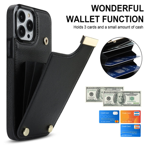 For iPhone 12 / 12 Pro Metal Buckle Card Slots Phone Case(Black)
